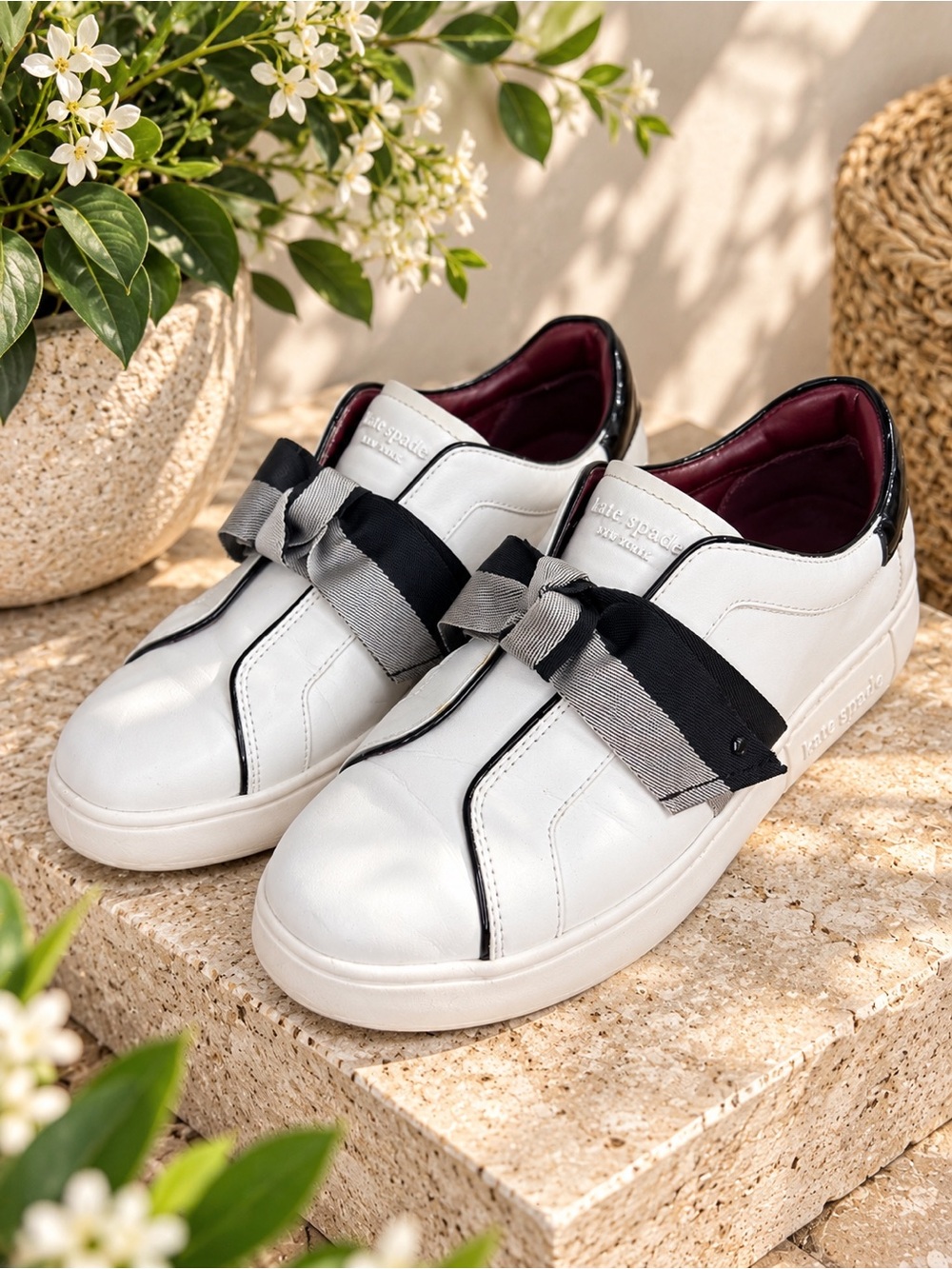 Kate Spade Lexi Bow Sneakers White Black Women’s Size 10B #28